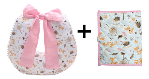 Kit Almofada Amamentação+ Porta Fralda Menino Menina 2 Peças Fox
