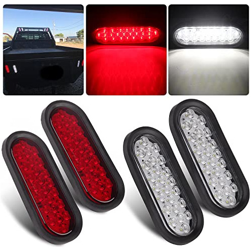 4pcs 6 Inch Oval Led Trailer Tail Lights 24 Led, 6 Oval...