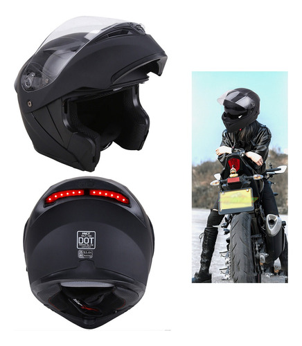 Casco Moto Luz Led Stop Abatible Mate Certificado Dot