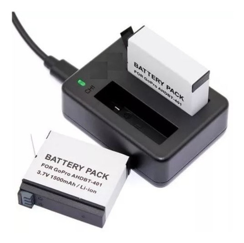 Bateria + Cargador Doble P/gopro Hero 4 Black/silver-garant