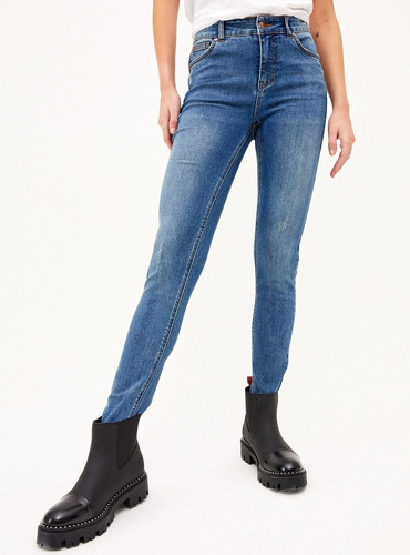 Jeans Mujer Foster Skinny Basico Tiro Medio