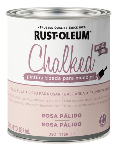 Pintura Tizada Chalked Muebles Rust Oleum 887ml Rosa Palido