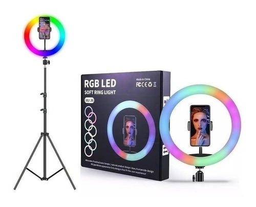 Imagen 1 de 9 de Aro Led 26 Cm Usb Rgb Para Celular + Trípode