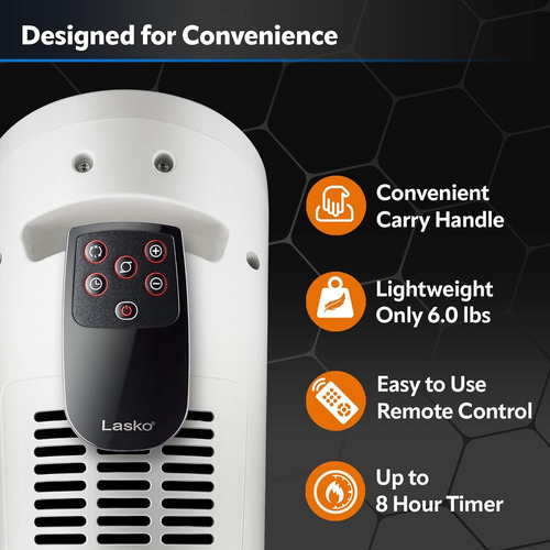 Lasko 5165 Calentador De Cerámica Torre Digital Con Control Color Negro