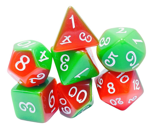 7 Piezas De Dados De Juego De Varios Lados, Juego Rojo Verde