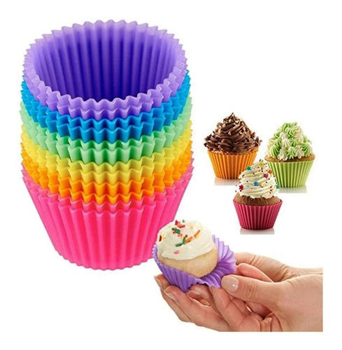 Moldes Silicona Capacillos X12 Cupcakes Muffins Reutilizable