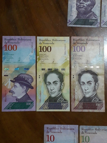 Colección Billetes Bolívares 2, 5, 10, 20, 50, 100, 500,1000