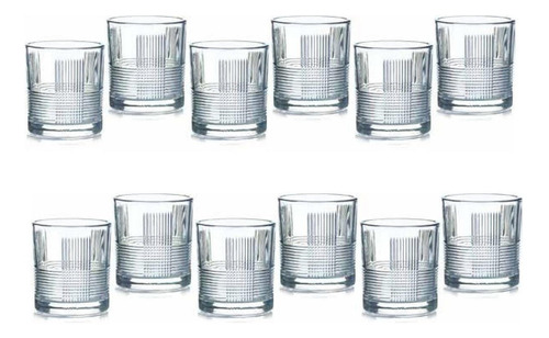 Vaso X12 Unidades 330 Ml Labrado Set X6 Vaso Whisky Chilcano Color Vidrio