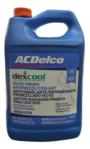 Refrigerante Acdelco Dex-cool Naranja 50/50 Original Gm