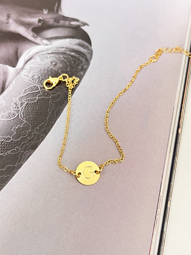 Pulseira De Elos Com Letra G Banhada A Ouro