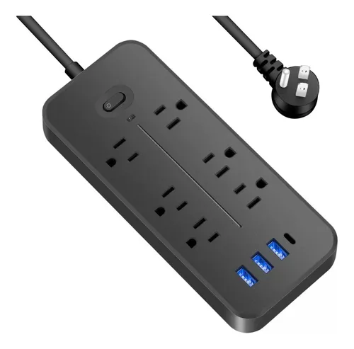 Regleta de 3 enchufes con 2 Puertos USB, Cable alimentacion