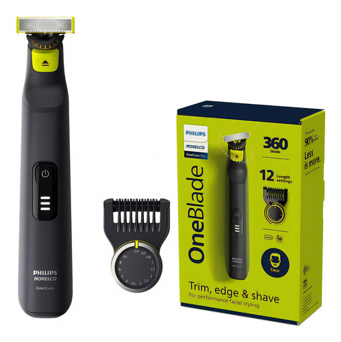 Máquina de barbear elétrica Philips Norelco Oneblade Pro 360° Qp6531, barbeador elétrico híbrido, barbeador facial e corporal, cabeça giratória 360
