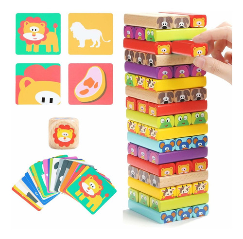 Imagen 1 de 7 de Colored Wooden Blocks Stacking Board Games For Kids Ag...