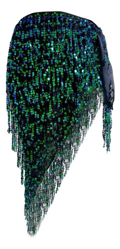 Lentejuelas Borla Falda Verde Y Azul 135cmx70cm Verde Y Azul