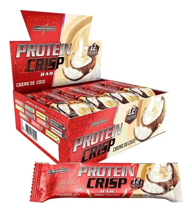 Protein Crisp Bar (caixa C/ 12un De 45g) Integralmedica Sabor Creme De Coco