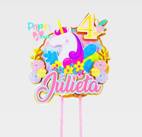 Cotillon Unicornio Topper Para Torta Adorno Torta  