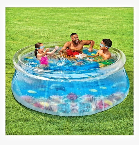 Alberca Inflable Con Lentes 3d,2.44m2 Larga, Material Grueso