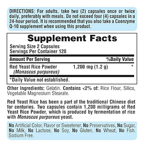 Puritan's Pride Red Yeast Rice 600 Mg, 240 Count, Pack Of 2