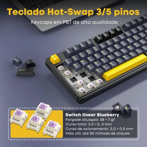 Teclado Mecânico Attack Shark X98pro Rgb Hot Swap Tela Tft | Frete