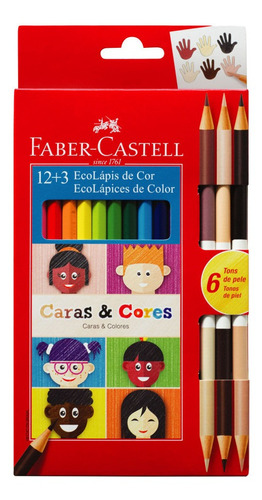 Ecolapíz Caras & Colores 12 Largos + 3 Bicolor Faber-castell
