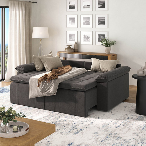 Sofá Cama Palmeira 3 Lugares Retrátil Reclinável 2,20m