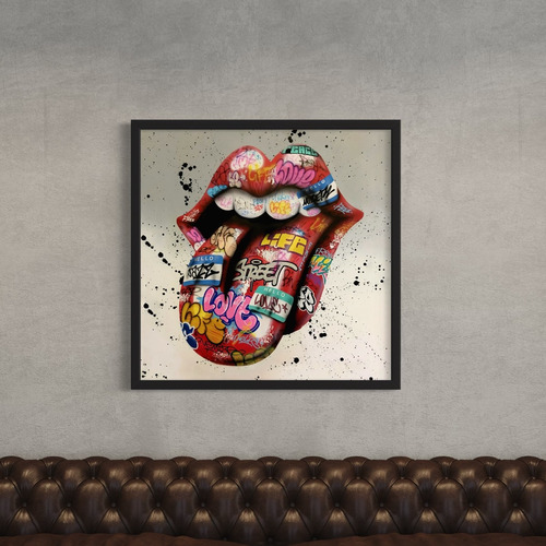 Cuadro Con Vidrio - The Rolling Stones - Lengua 60x60cm 