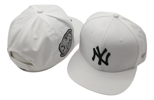 Gorra Flat Snapback Mlb Deportes Ajustable Calidad Premium Ny Yankee White Clássic Medida Única Ajustable
