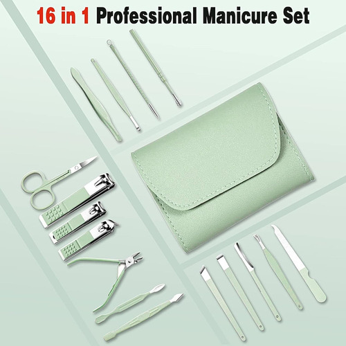 Corta Uñas Profesional 16 Pcs Manicura Pedicura Inoxidable