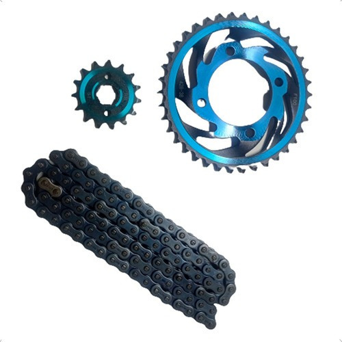 Kit Traccion/arrastre Para Moto Forza125 Ft125 Cadena Azul