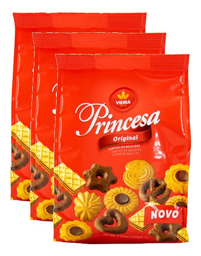 Kit 3 Biscoitos Sortidos Princesa Vieira 200g