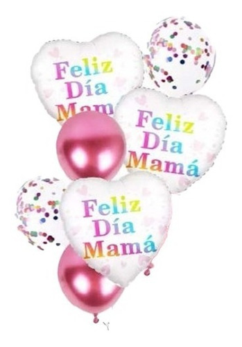 Kit 8 Globos Con Forma De Corazón Para Festejar A Mamá  #91