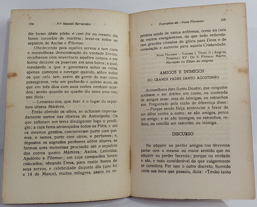 Excerptos Da Nova Floresta - Manuel Bernardes - Ensaio Histórico-crítico, Seleção, Notas E Índices Remissivos - 1942 (Usado)