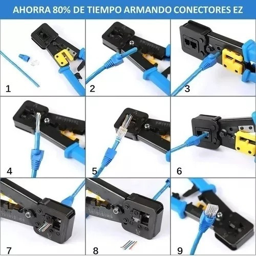 Kit Crimpeadora Ez Rj45 + 50 Conector Cat6 Prensa Anticorte