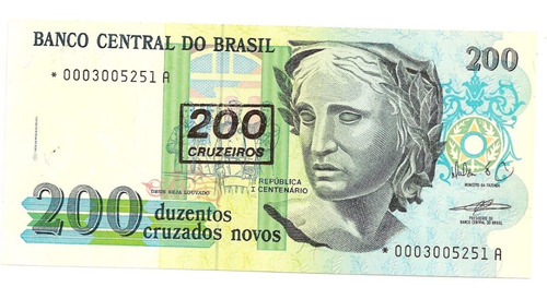 Brasil - C-212a, 200 Cruzeiros, 1990, Série 0003ª, Fe - Rara