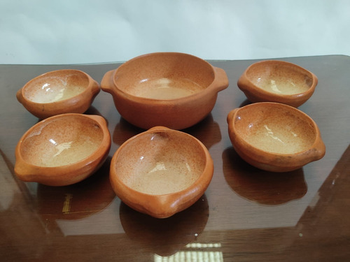 Juego Cazuela Cerámica Barro Bowls X5 