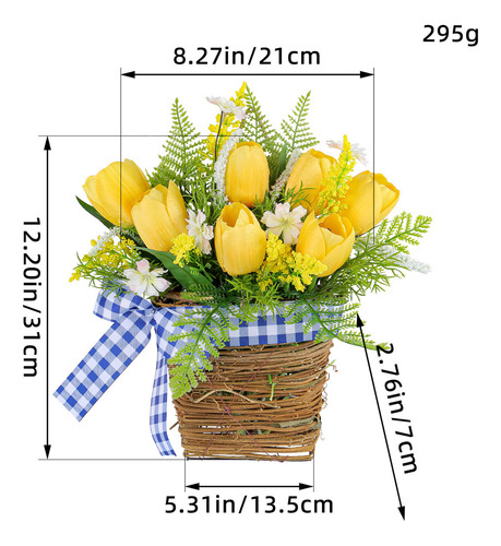 Cesta De Flores Artificiales Con Tulipanes Primaverales Simu