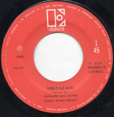 Greg Kihn Band Amenazado Fasinacion 45 Rpm Ricewithduck