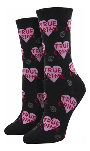 Calcetines Socksmith Crew True Crime Para Mujer, Negro, 5-10