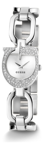 Reloj Mujer Guess Gia Cristal Mineral 22 Mm Plateado Gw0683l1 Bisel