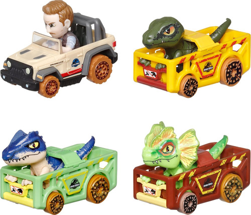 Hot Wheels Racerverse Set De 4 Autos Jurassic World Original