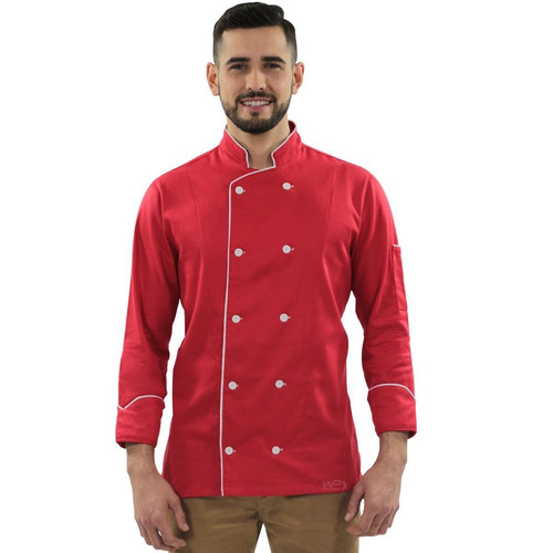 Dólmã Vermelho Uniforme Chef Cozinheiro Red Gold