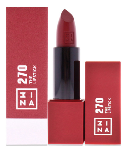 Lápiz Labial 3ina 270, Color Rojo Vino, Acabado Mate Y Brill