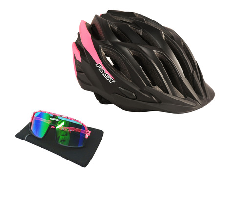 Combo Casco In Mould Marca Fast + Lentes Ciclismo