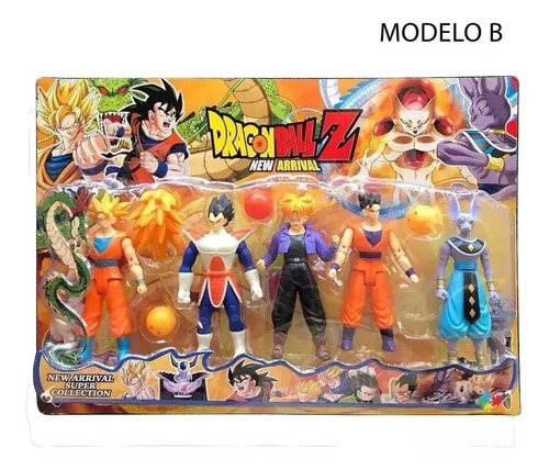 1 Cartela Com 5 Bonecos Dragon Ball Articulado 15 Cm