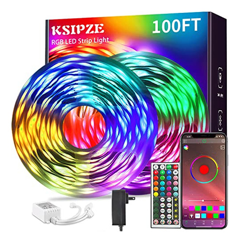 Ksipze 100ft Led Strip Lights (2 Rolls Of 50ft) Rgb Music S