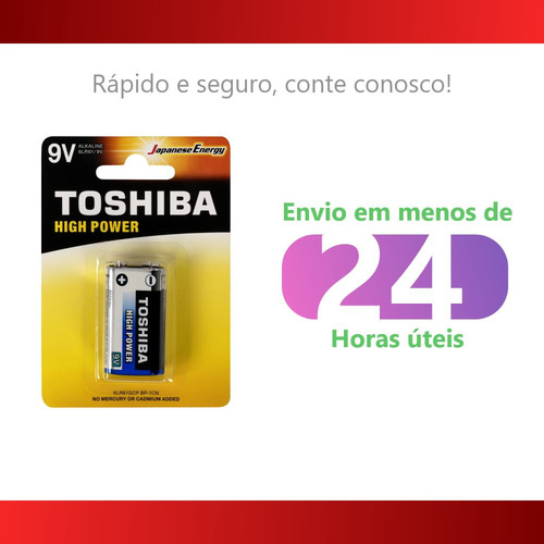 Pilha Alcalina 9volts Toshiba Bateria 9v Modelo Retangular