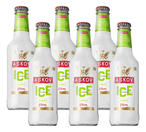 Bebida Askov Ice Limão Long Neck 6un De 275ml