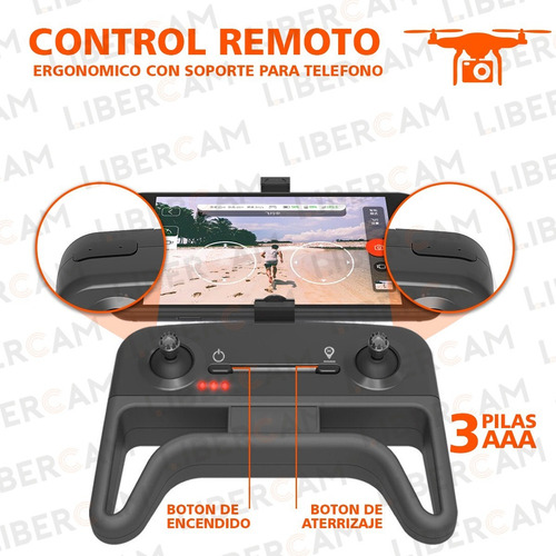 Drone Cuadricoptero Dual Camara Hd Wifi Libercam DRON-VR Transmite Al Telefono Luz Led + Lentes