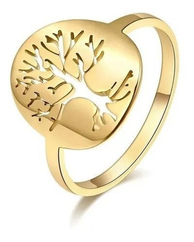 Anillo Árbol De La Vida Color Oro Acero Inoxidable Mujer