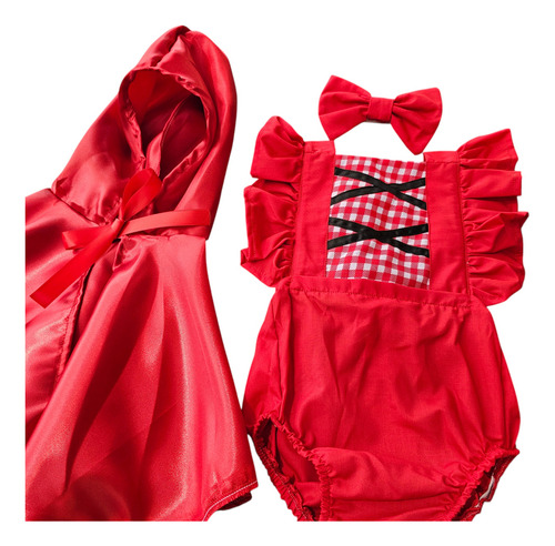 Disfraz Para Bebé Caperucita Roja Para Bebé + Capa Rojo 6-12 Meses - M